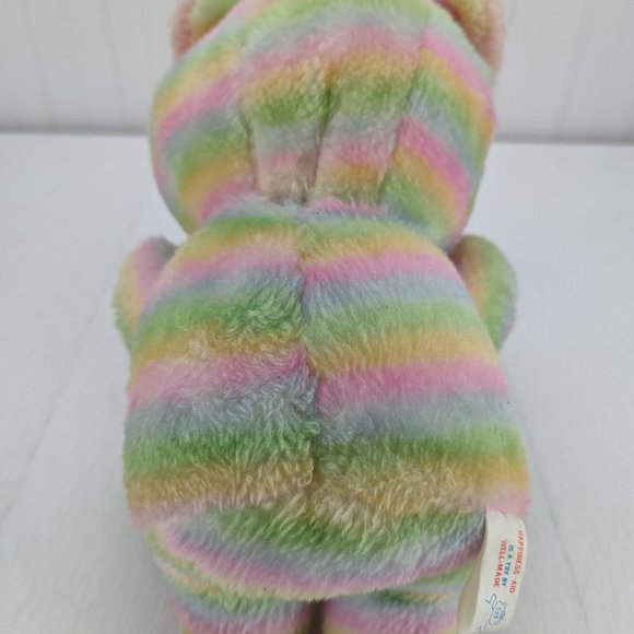 Well Made Pastel Rainbow Striped Teddy Bear Plush 12" Stuffed Animal 1984 - Picture 3 of 10